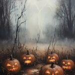 Jack-o'-Lanterns in a Misty Forest POSTER 24 X 36 Inches Halloween Wall Art