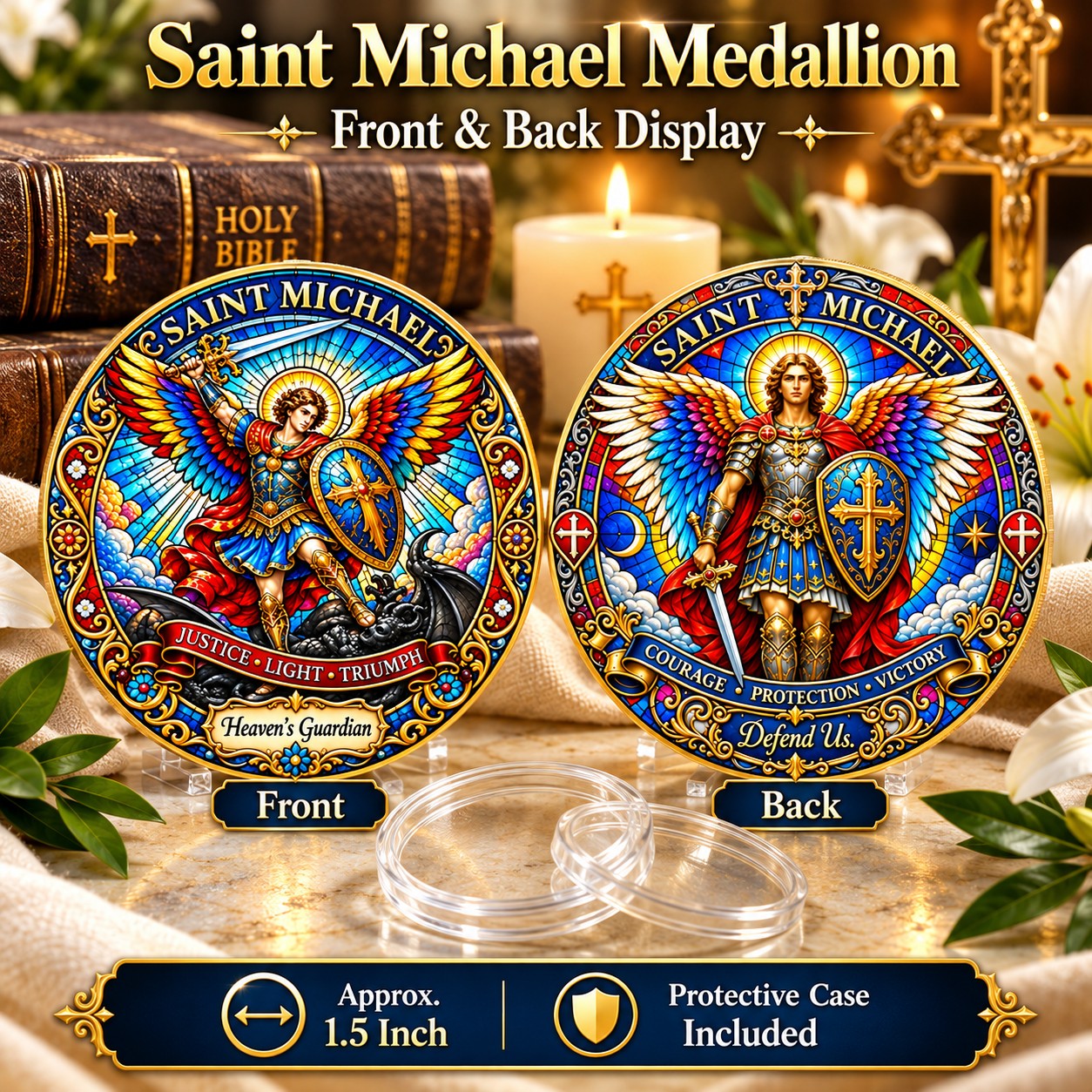 st-michael-medallion-jpg-coin Saint Michael the Archangel Medallion – 1.5 Inch Commemorative Coin - Image 1