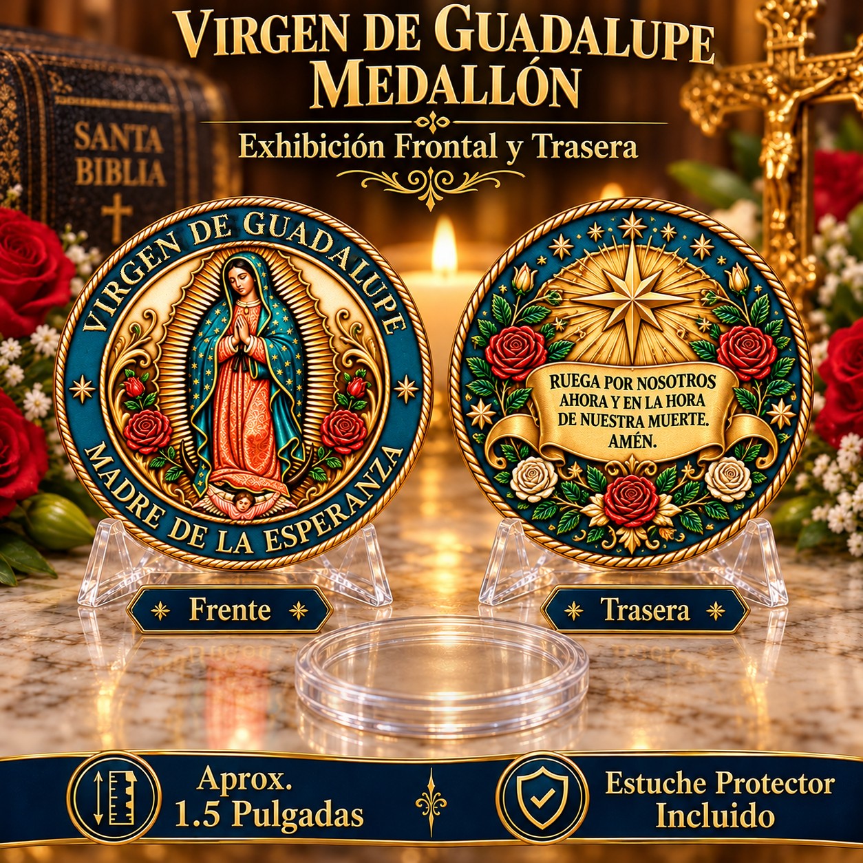virgen-de-guadalupe-medallion-jpg-coin Virgen de Guadalupe Medallón – Madre de la Esperanza – 1.5 Inch Commemorative Coin - Image 1