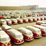 1960 VOLKSWAGEN VANS IN FACTORY PARKING LOT POSTER 24 X 18 INCH Looks Sweet!