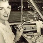 Dinner At A Drive-in Movie Theater 1952 POSTER 24 X 18 Inches NICE!