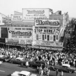 Nathan’s Famous Hot Dog Stand  Coney Island 1955 POSTER 24 X 24 Inches Wall Art