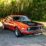 1969 Ford Mustang Mach 1 (Black on Orange) POSTER 24 X 36 INCH SWEET!