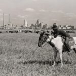 Dallas Texas skyline Cowboy Rancher 1943 POSTER 24 X 18 Inches Wall Art