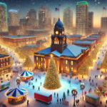Festive Christmas scene Fort Worth Texas Landmarks Ai POSTER 24 X 36 INCH