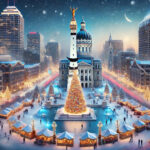 Festive Christmas scene  Landmarks Ai Indianapolis, Indiana POSTER 24 X 36 INCH