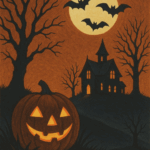 Halloween House Pumpkin POSTER 24 X 18 Inches Wall Art.  Autum