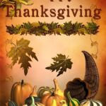 Happy Thanksgiving Cornucopia POSTER 24 X 18 Inches Wall Art. Fall Autum
