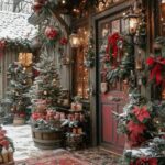 Snow Mountain Cabin Christmas Decoration Scene POSTER 24 X 18 INCH Christmas