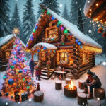 Campsite Rustic Cabin Christmas Decorations Ai POSTER 24 X 36 Inches