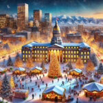 Festive Christmas scene  Landmarks Ai Denver, Colorado POSTER 24 X 36 INCH