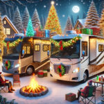 RV Campground Class As Christmas Scene & Campfire Ai POSTER 24 X 36 Inches
