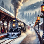 Union Pacific Steam Locomotive Old Train Station Winter Ai POSTER 24 X 18 Inches