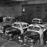 1948 New York City Police Cars In Shop POSTER 24 X 18 INCHES Vintage!