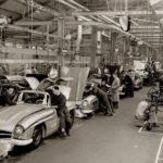 1960s Mercedes Gull Wing Assembly POSTER 24 X 18 INCHES Vintage!