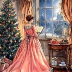 Christmas Scene (Reading Bible) Snow Window Tree POSTER 24 X 18 Wall Art.