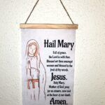 HAIL MARY PRAYER 13x8" Vibrant Felt Hanging Poster. Beautiful Piece! Virgin Mary