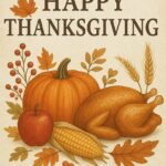 Happy Thanksgiving POSTER 24 X 18 Inches Wall Art.  Autum