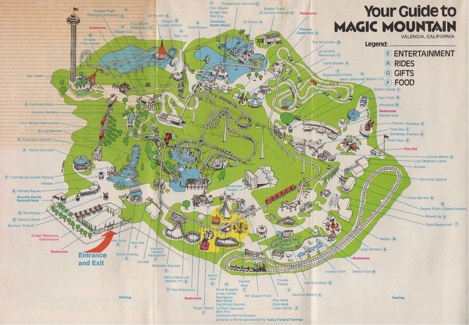 1974-MAGIC-MOUNTAIN-MAP-POSTER-24-X-36-Inches-Looks-beautiful-Nostalgia-122557786754 1974 MAGIC MOUNTAIN MAP POSTER 24 X 36 Inches Looks beautiful Nostalgia - Image 1