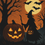 Halloween Witch Shadow POSTER 24 X 18 Inches Wall Art.  Autum