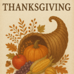 Happy Thanksgiving Cornucopia POSTER 24 X 18 Inches Wall Art.  Autum