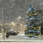 Snowy Night Christmas Tree (Scene) POSTER 24 X 18 INCH Christmas Wall Art