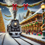 Union Pacific Steam Locomotive Christmas Decorations Ai POSTER 24 X 18 Inches