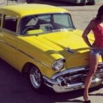 1957 Chevy Car Babe (Yellow) POSTER 24 X 36 INCH SWEET!