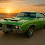 1970 Oldmobile 442 (Sunset Ride Lime Green) Poster 24 X 36 Inch SWEET!