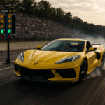 2021 Chevrolet Corvette Stingray Convertible Yellow Drag POSTER 24 X 36 INCH