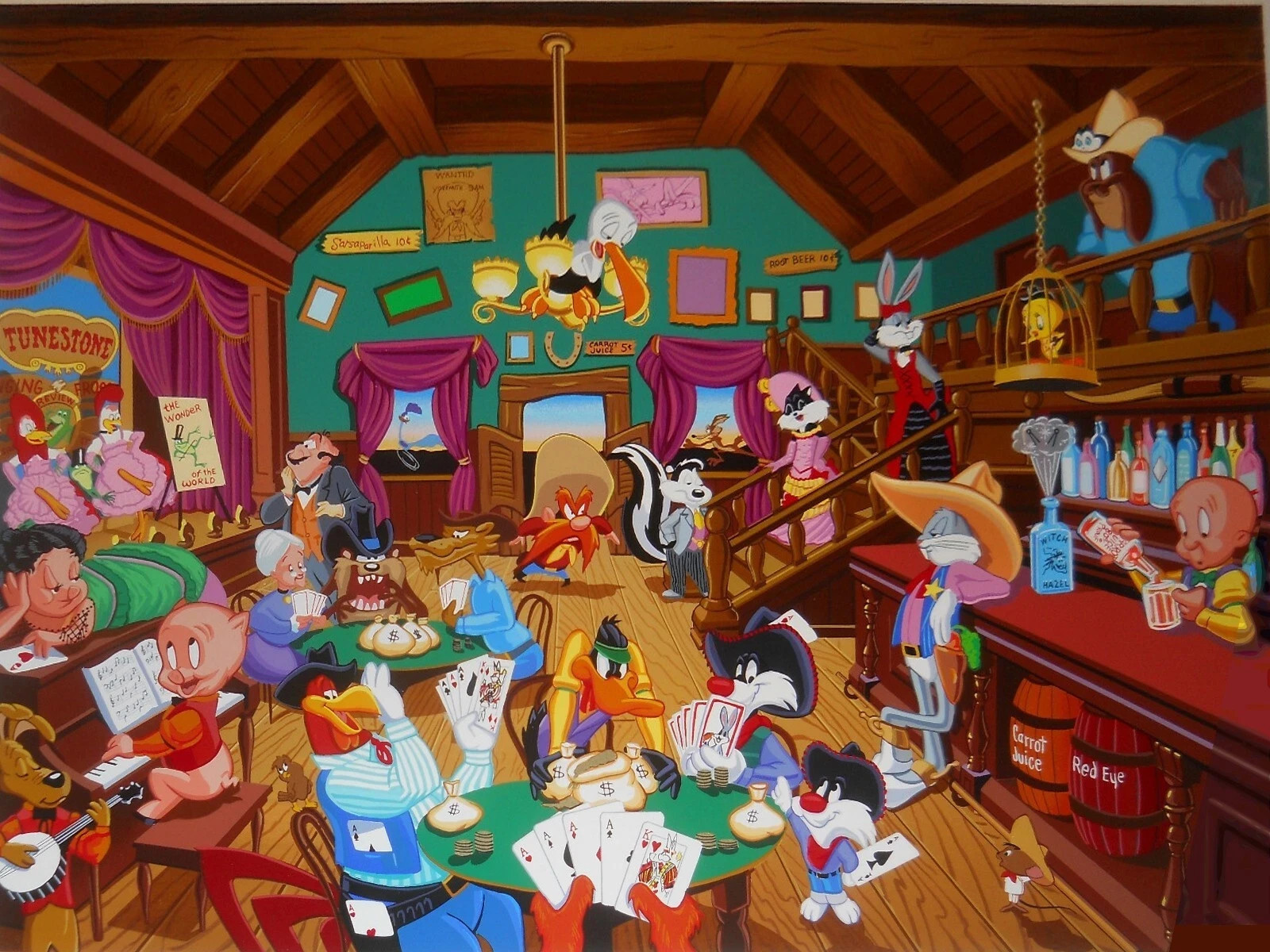 Bugs-Bunny-and-Pals-Saloon-24-X-18-Inches-Sweet-Wall-Art-116833474765 Bugs Bunny and Pals Saloon 24 X 18 Inches Sweet! Wall Art - Image 1