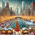Festive Christmas scene  Landmarks Ai Chicago, Illinois POSTER 24 X 36 INCH