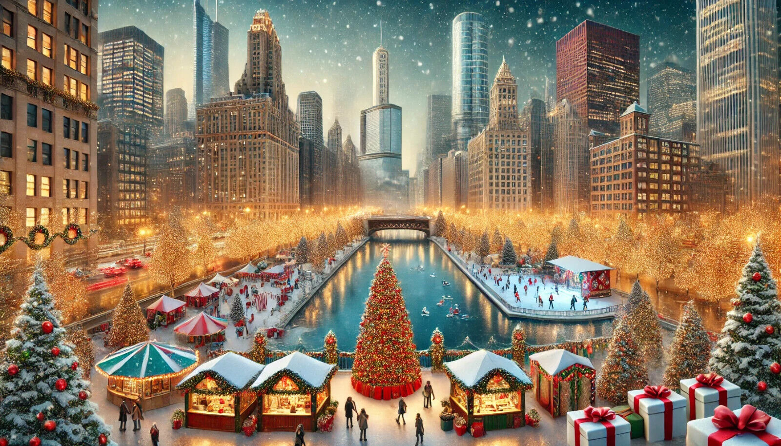 Festive-Christmas-scene-Landmarks-Ai-Chicago-Illinois-POSTER-24-X-36-INCH-126720570135 Festive Christmas scene Landmarks Ai Chicago, Illinois POSTER 24 X 36 INCH - Image 1