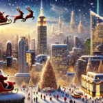 Festive Christmas scene  Landmarks Ai New York City Holiday POSTER 24 X 36 INCH
