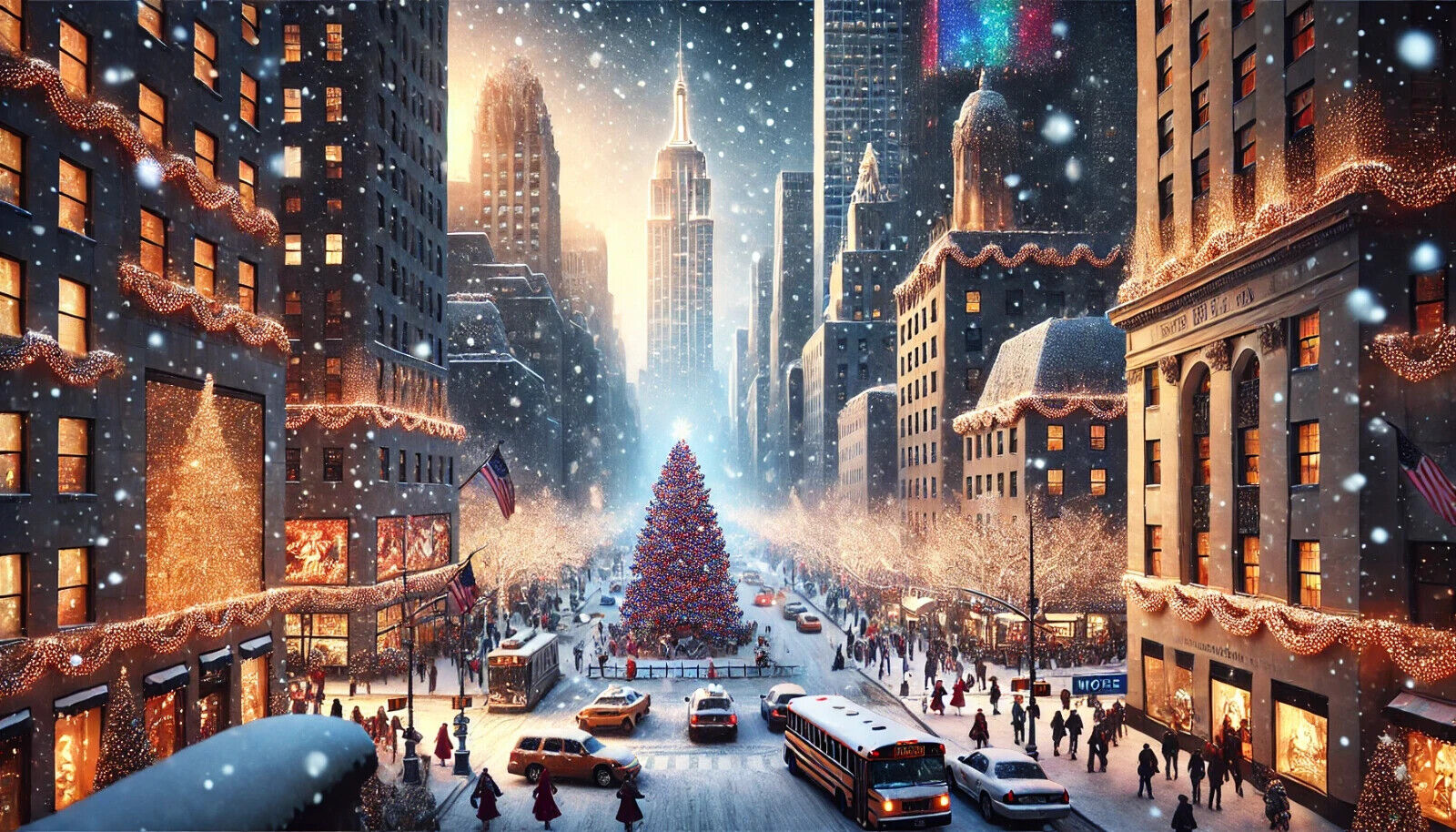 Festive-Christmas-scene-Landmarks-Ai-New-York-City-POSTER-24-X-36-INCH-126720572365 Festive Christmas scene Landmarks Ai New York City POSTER 24 X 36 INCH - Image 1