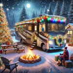 RV Campground Class A Festive Christmas Scene Campfire Ai  POSTER 24 X 36 Inches