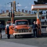 MOBILE  GAS STATION (COWBOYS) POSTER 24 X 36 Inches Looks NICE!! 1950s