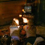 1970s Camp Counselor Watching TV Camping 24 X 18 Inch POSTER VINTAGE WALL ART