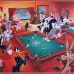 Bugs Bunny And Pals Playing Pool Cartoons 24 X 18 Inches Sweet!