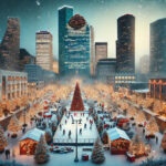 Festive Christmas scene  Landmarks Ai Houston Holiday POSTER 24 X 36 INCH