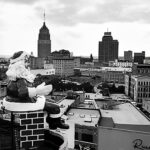 Santa Rooftop Joske's Downtown San Antonio 1960 POSTER 24 X 18 Inches Wall Art