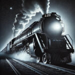 Union Pacific Steam Locomotive (Night) Headlight AI POSTER 24 X 36 Inches Art