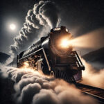 Union Pacific Steam Locomotive (Night) Intense Steam AI POSTER 24 X 36 Inches