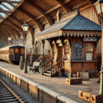 Vintage Train Station 19th Century AI POSTER 24 X 18 Inches Wall Art