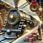 Vintage Train Station Union Pacific Locomotive Christmas POSTER 24 X 18 Inches