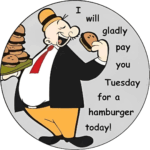 Wimpie From Popeye The Sailor Man POSTER 24 X 24 INCH SWEET!