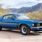 1969 Ford Mustang Boss 302 blue POSTER 24 X 36 INCH