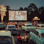 Drive-In Movie Night 1960s  POSTER 24 X 18 Inches Vintage Wall Art NICE!!