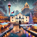 Festive Christmas scene  Landmarks Ai San Antonio The Alamo POSTER 24 X 36 INCH