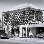 Service Sstation San Marcos Texas 1940 POSTER 24 X 18 Inches Wall Art
